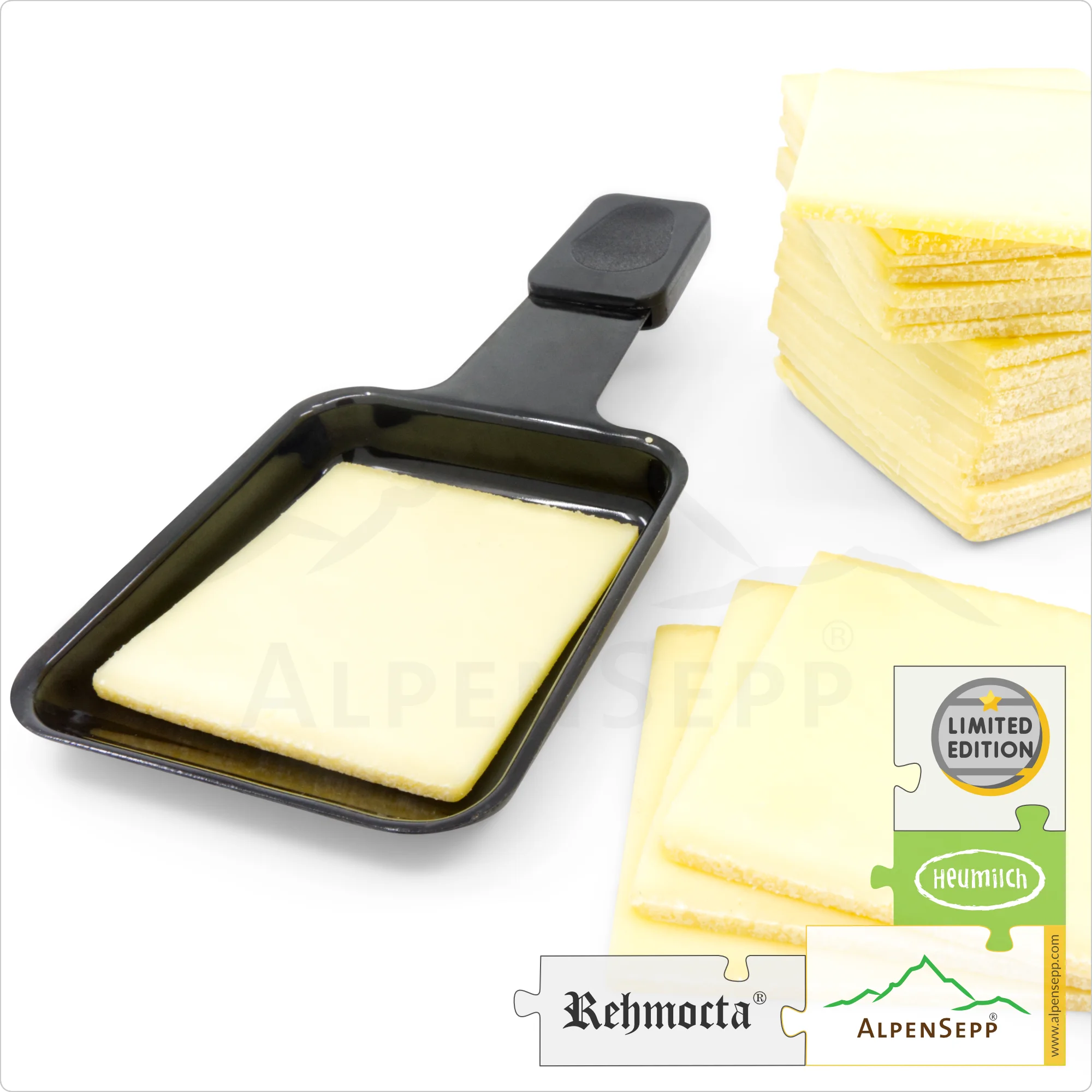 RACLETTE KÄSE Scheiben - REHMOCTA mild-würzig | 20+ Scheiben laktosefreier Schnittkäse für Grill und heißen Stein | dünn geschnitten | 500 Gramm