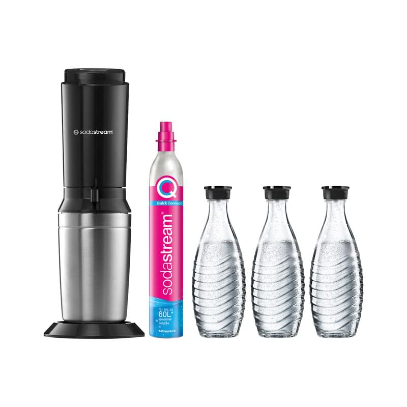 SodaStream Crystal 3.0 titan Vorteilspack Wassersprudler inkl. 3 Glaskaraffen