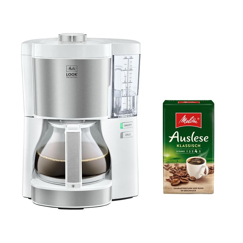 Melitta Look V Perfection weiß + 500g Kaffee Kaffeemaschine + Kaffee 'Auslese Klassisch