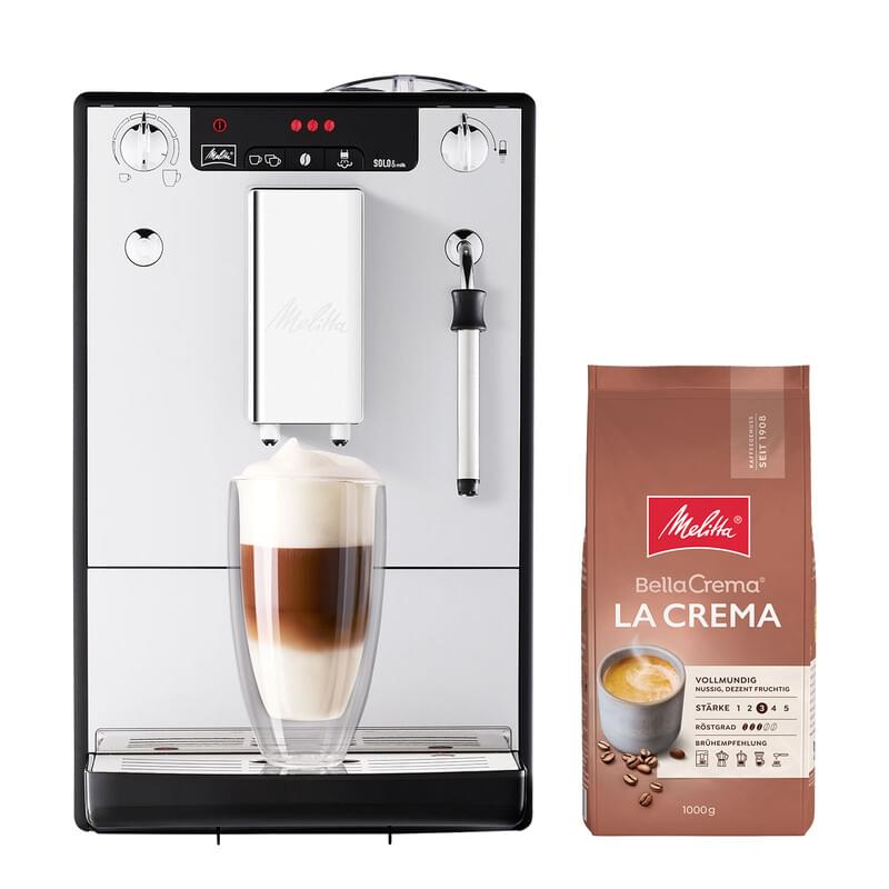 Melitta Caffeo Solo & milk + 1kg Kaffee Kaffeevollautomat + Kaffee 'Bella Crema