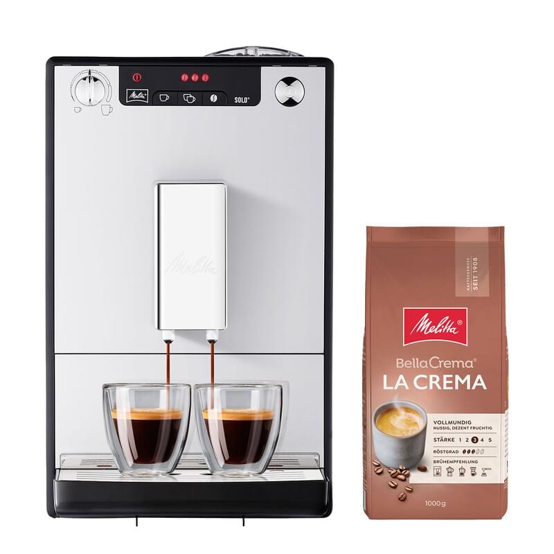 Melitta Caffeo Solo silber + 1kg Kaffee Kaffeevollautomat + Kaffee 'Bella Crema