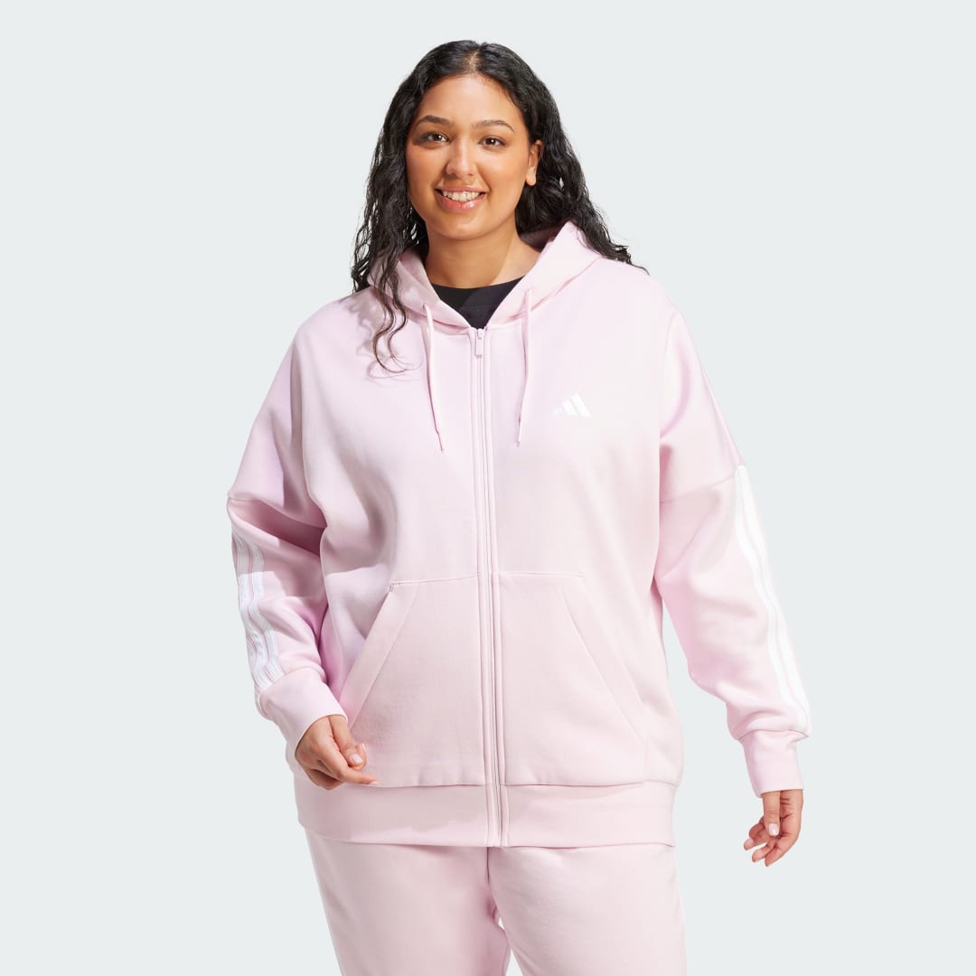 Essentials 3-Streifen Full-Zip Fleece Kapuzenjacke (Große Größen)
