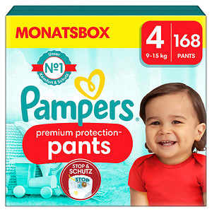 Pampers® Windeln premium protection™ Monatsbox Größe Gr.4 (9-15 kg) für Babys und Kleinkinder, 168 St.