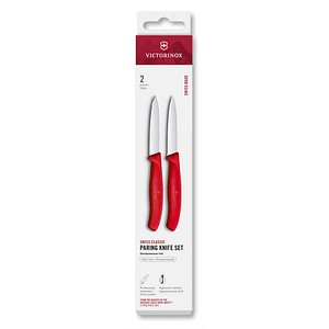 VICTORINOX Küchenmesser Swiss Classic silber, rot, Klinge: 8,0 cm, 2 St.