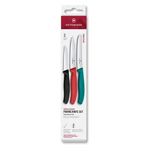 VICTORINOX Küchenmesser Swiss Classic silber, grün, silber, rot, silber, schwarz, 1 Set