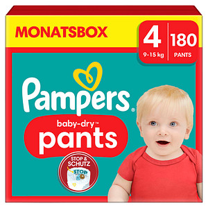 Pampers® Windeln baby-dry™ Monatsbox Größe Gr.4 (9-15 kg) für Babys und Kleinkinder, 180 St.