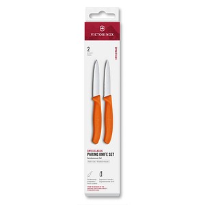 VICTORINOX Küchenmesser Swiss Classic silber, orange, Klinge: 8,0 cm, 2 St.