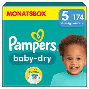 Pampers® Windeln baby-dry™ Monatsbox Größe Gr.5 (11-16 kg) für Babys und Kleinkinder, 174 St.