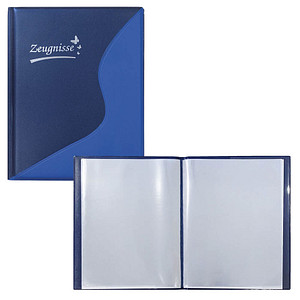Idena Zeugnismappe DIN A4, 12 Hüllen blau/dunkelblau, 1 St.