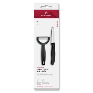 VICTORINOX Küchenmesser + Sparschäler Swiss Classic silber, schwarz, 1 Set