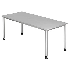 HAMMERBACHER Orbis höhenverstellbarer Schreibtisch lichtgrau rechteckig, 4-Fuß-Gestell silber 180,0 x 80,0 cm