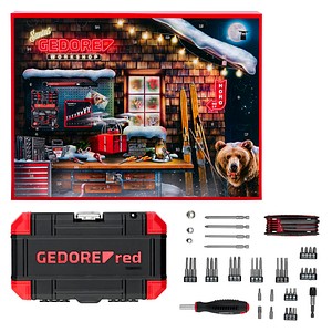 GEDOREred R33003151 Adventskalender Steckschlüssel-Satz ¼“, 51-tlg