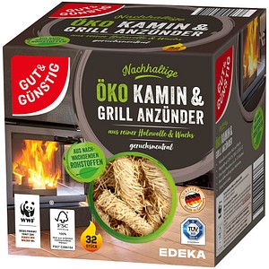 GUT&GÜNSTIG Kamin- & Grillanzünder braun, 32 St., 32 Stück