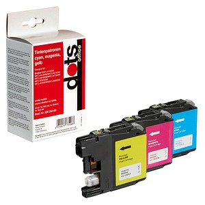 dots  cyan, magenta, gelb Druckerpatronen kompatibel zu brother LC125XLRBWBP , 3er-Set