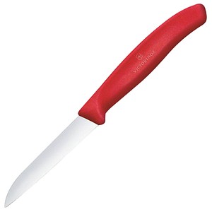VICTORINOX Küchenmesser Swiss Classic silber, rot glänzend, poliert, Klinge: 8,0 cm, 1 St.