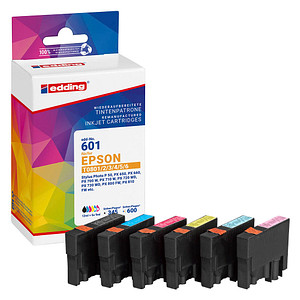 edding EDD-601  schwarz, cyan, magenta, gelb, light cyan, light magenta Druckerpatronen kompatibel zu EPSON T0807, 6er-Set