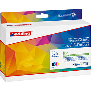 edding EDD-570 schwarz, cyan, magenta, gelb Druckerpatronen kompatibel zu HP 913A (L0R95AE, F6T77AE, F6T78AE, F6T79AE), 4er-Set