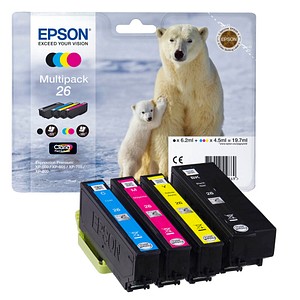 EPSON 26 / T2616  schwarz, cyan, magenta, gelb Druckerpatronen, 4er-Set
