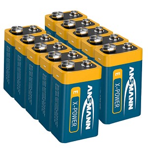 10 ANSMANN Batterien X-POWER E-Block 9,0 V