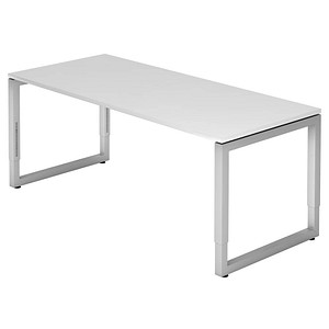 HAMMERBACHER RS19 höhenverstellbarer Schreibtisch weiß rechteckig, Kufen-Gestell silber 180,0 x 80,0 cm