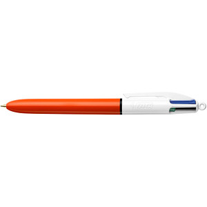 BIC 4-Farben-Kugelschreiber Original orange/weiß, Schreibfarbe: schwarz, blau, rot, grün, 1 St.