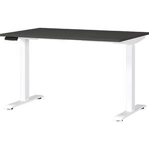 GERMANIA JET höhenverstellbarer Schreibtisch grafit rechteckig, T-Fuß-Gestell weiß 120,0 x 80,0 cm