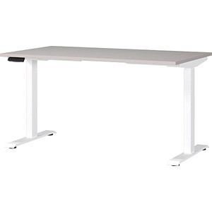 GERMANIA JET höhenverstellbarer Schreibtisch kaschmir rechteckig, T-Fuß-Gestell weiß 140,0 x 80,0 cm