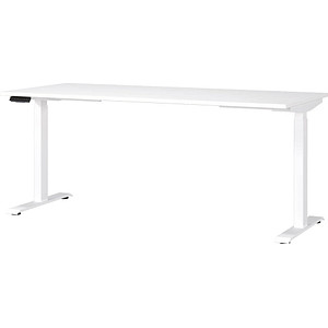 GERMANIA JET höhenverstellbarer Schreibtisch weiß rechteckig, T-Fuß-Gestell weiß 180,0 x 80,0 cm