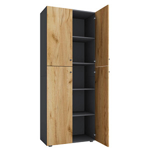 VCM my office Aktenschrank XXL Lona, 919599 anthrazit, honig-eiche 4 Fachböden 70,0 x 39,0 x 183,0 cm