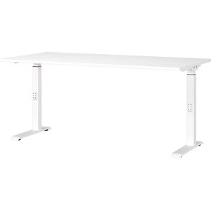GERMANIA DOWNEY höhenverstellbarer Schreibtisch weiß rechteckig, C-Fuß-Gestell weiß 160,0 x 80,0 cm