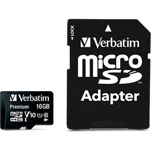 verbatim Speicherkarte microSDHC-Card Premium, 16 GB, 1 St.