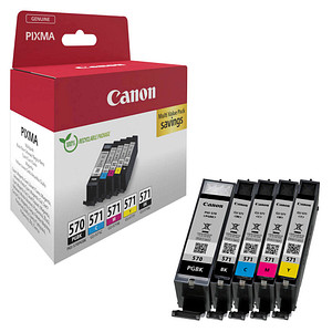 Canon PGI-570 PGBK + CLI-571 BK/C/M/Y 2x schwarz, cyan, magenta, gelb Druckerpatronen, 5er-Set