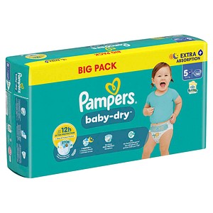 Pampers® Windeln baby-dry™ BIG PACK Größe Gr.5+ (12-17 kg) für Babys und Kleinkinder, 50 St.