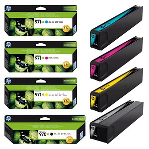 HP 970XL + 971XL (CN625AE/CN626AE/CN627AE/CN628AE) schwarz, cyan, magenta, gelb Druckerpatronen, 4er-Set