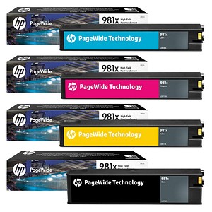 HP 981X (L0R12A/L0R09A/L0R10A/L0R11A) schwarz, cyan, magenta, gelb Druckerpatronen, 4er-Set