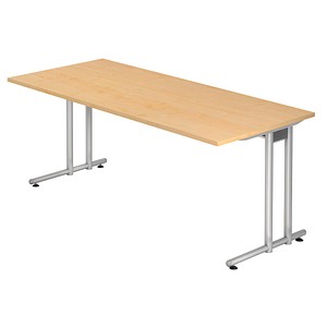 HAMMERBACHER Prokura Schreibtisch ahorn rechteckig, C-Fuß-Gestell silber 180,0 x 80,0 cm