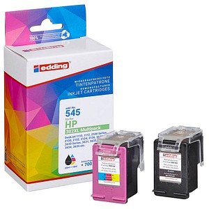 edding EDD-545  schwarz, color Druckerpatronen kompatibel zu HP 302XL (F6U67AE), 2er-Set
