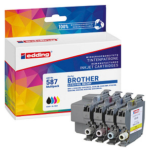 edding EDD-587  schwarz, cyan, magenta, gelb Druckerpatronen kompatibel zu brother LC-3219XLBK/C/M/Y, 4er-Set