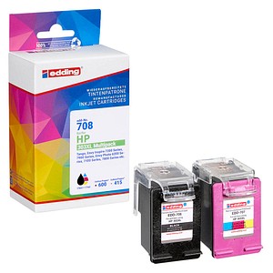 edding EDD-708  schwarz, color Druckerpatronen kompatibel zu HP 303XL (T6N04AE/T6N03AE), 2er-Set