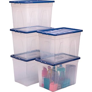 5 Bankers Box Aufbewahrungsboxen 64,0 l transparent, blau 38,0 x 56,0 x 41,0 cm