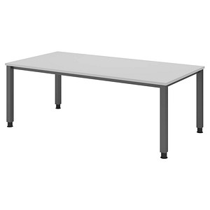 HAMMERBACHER QS2E höhenverstellbarer Schreibtisch lichtgrau rechteckig, 4-Fuß-Gestell grau 200,0 x 100,0 cm