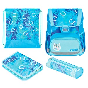 herlitz Schulranzen-Set Loop Plus Lucky Horse Kunstfaser grün