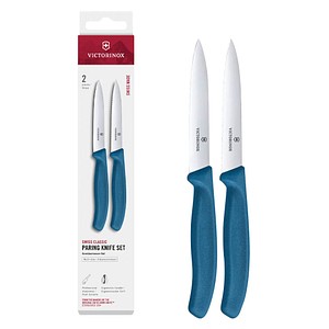 VICTORINOX Küchenmesser Swiss Classic silber, blau, Klinge: 10,0 cm, 2 St.