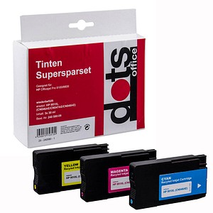 dots  cyan, magenta, gelb Druckerpatronen kompatibel zu HP 951XL (CN046AE, CN047AE, CN048AE)
