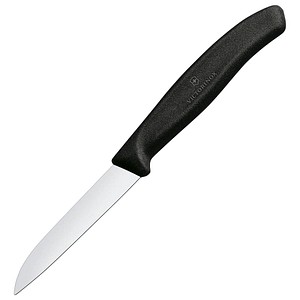 VICTORINOX Küchenmesser  silber, schwarz glänzend, poliert, Klinge: 8,0 cm, 1 St.