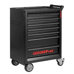 GEDOREred GEDMaster R20202207 Werkstattwagen mit Lochwand schwarz 7 Schubladen