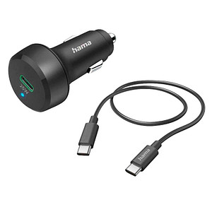 hama Kfz-Ladeadapter schwarz, Kabellänge: 1,0 m, 25 Watt