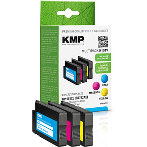 KMP H101V cyan, magenta, gelb Druckerpatronen kompatibel zu HP 951XL (CN046AE/CN047AE/CN048AE), 3er-Set