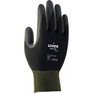 uvex unisex Arbeitshandschuhe Unipur 6639 schwarz Größe 7, 1 Paar