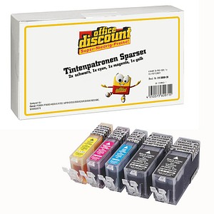 office discount schwarz, cyan, magenta, gelb Druckerpatronen kompatibel zu Canon 2x PGI-520, 1x CLI-521C/M/Y, 5er-Set